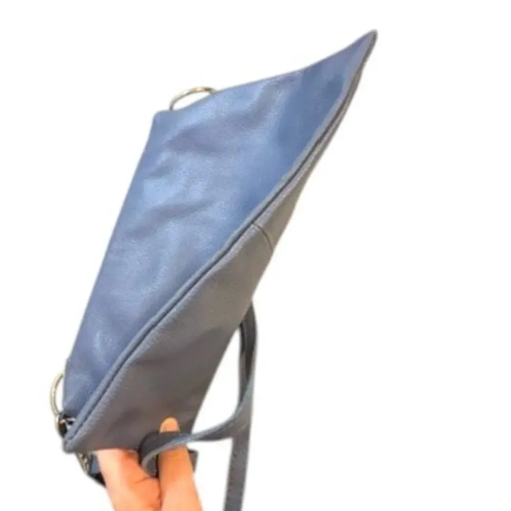 Takeasy Italian Calf Leather Shoulder Bag NWT Denim Blue